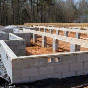 A house foundation being built