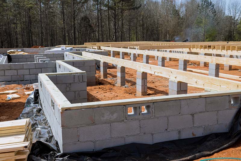 A house foundation being built